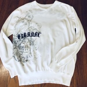 Roar sweater lightweight white black stitch